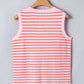 Pink Stripe Textured Knit Sleeveless Casual Sweater Top