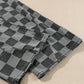 Dark Grey Checkered Denim Wide Leg Jeans