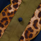 Navy Blue Button Detail Leopard Metallic Trim Short Sleeve Tunic Dress