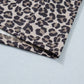 Khaki Leopard Print Half Zip Striped Trim Patchwork Short Sleeve Top