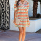 White Tulip Floral Print Cotton Puff Short Sleeve Mini Dress