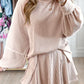 Jet Stream Corded Lantern Sleeve Top High Waist Ruffled Mini Skort Set
