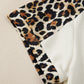 Beige Leopard Patchwork Half Button Short Sleeve Top