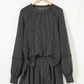 Dark Grey Corded Lantern Sleeve Top High Waist Ruffled Mini Skort Set