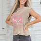 Smoke Gray Cowboy & Beer Western Graphic Mineral Wash Tank Top