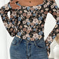 Black Floral Print Slim Long Sleeve T Shirt