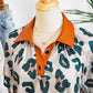 Casual Unique Leopard Print Button Contrast Collared Short Sleeve Blouse