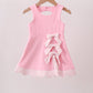 Pink Performance Bow Sash Scalloped Dress
