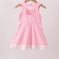 Pink Performance Bow Sash Scalloped Dress