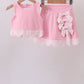 Pink scalloped active skorts set