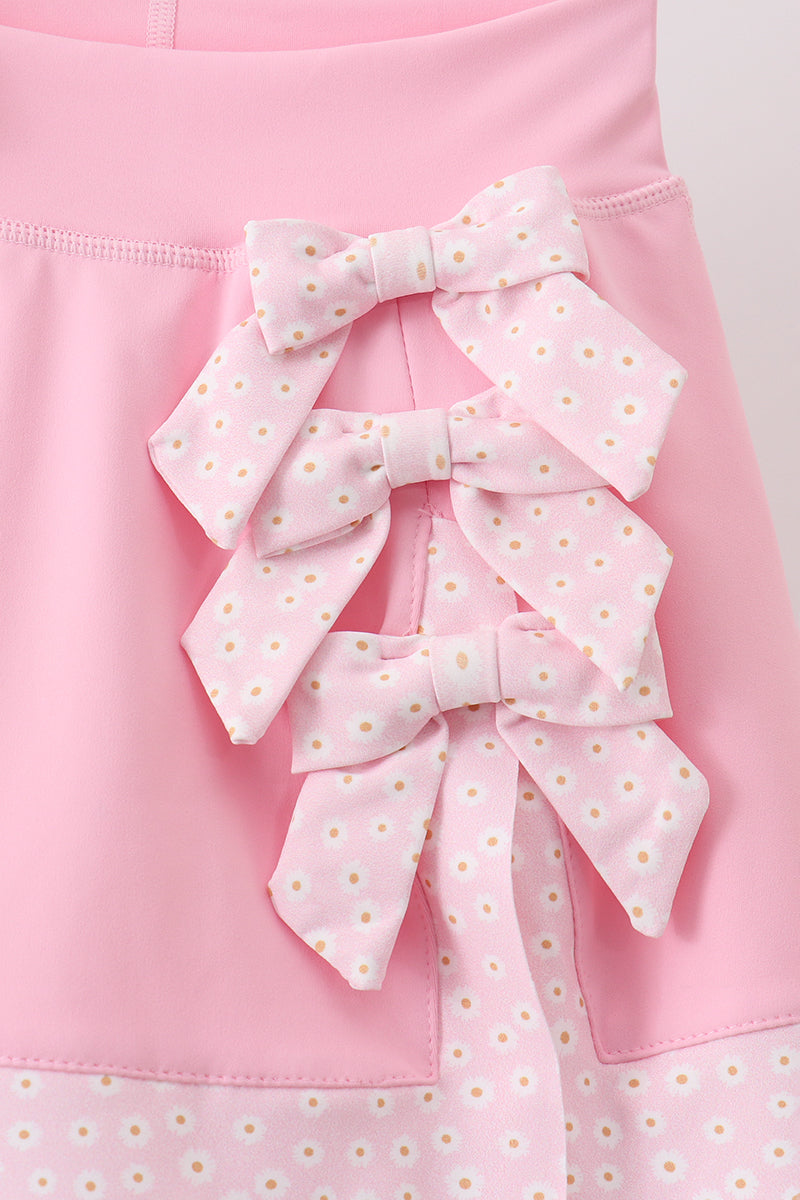 Pink scalloped active skorts set