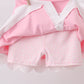 Pink scalloped active skorts set