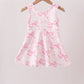 Pink Performance Bow Print Scalloped Dress