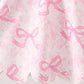 Pink Performance Bow Print Scalloped Dress