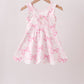 Pink Performance Bow Print Scalloped Dress