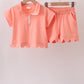 Coral Scalloped Polo Set