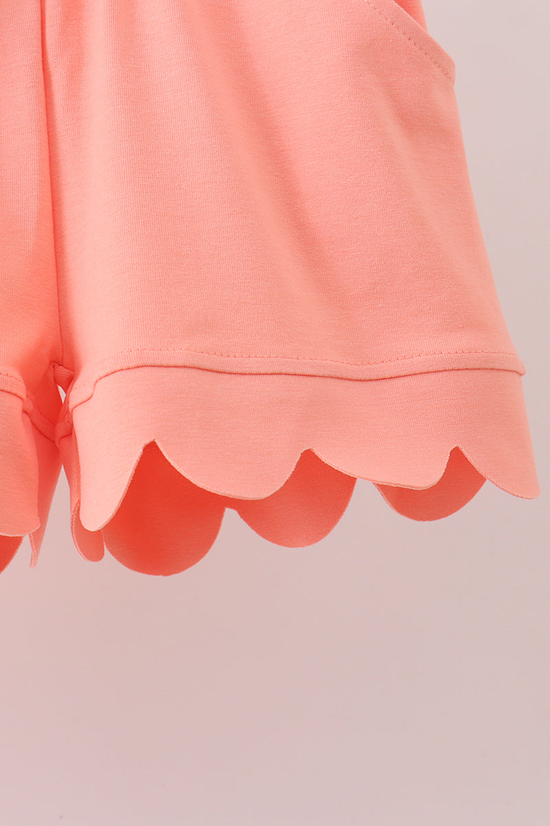 Coral Scalloped Polo Set