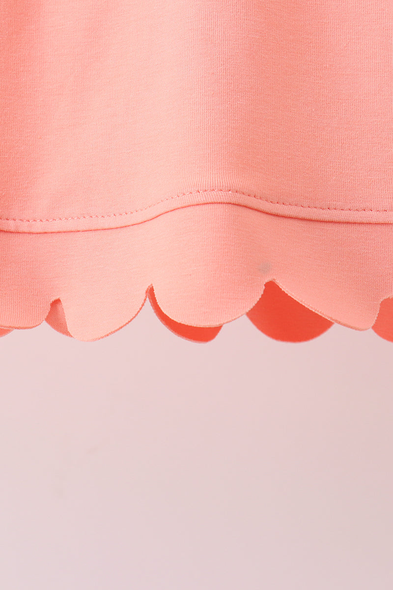 Coral Scalloped Polo Set