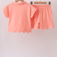Coral Scalloped Polo Set