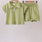 Sage scalloped zipper shorts set