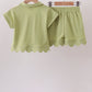 Sage scalloped zipper shorts set