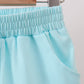 Light blue scalloped zipper shorts set