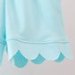 Light blue scalloped zipper shorts set
