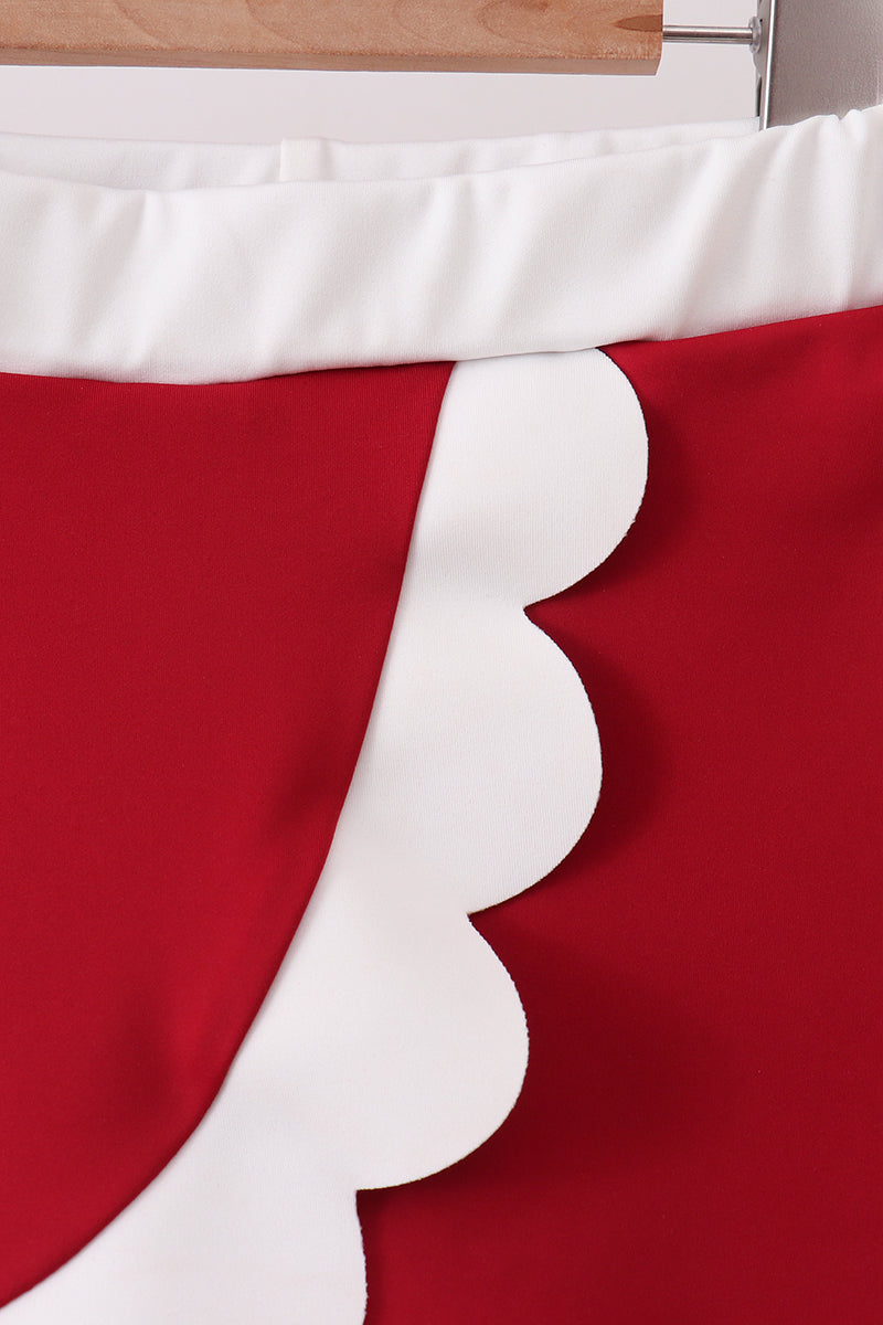 Burgundy Performance Scalloped Skorts Set