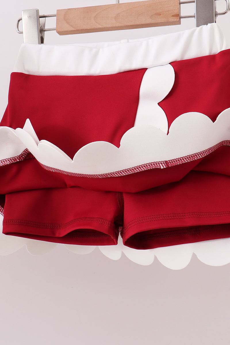 Burgundy Performance Scalloped Skorts Set