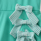 Green scalloped bow active dress