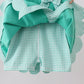 Green scalloped bow active dress