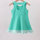 Green scalloped bow active dress