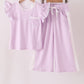 Lavender polka dot pocket ruffle pants set