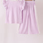 Lavender polka dot pocket ruffle pants set