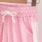 Pink polka dot pocket ruffle pants set