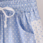 Blue polka dot pocket ruffle pants set