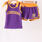 Purple LSU active shorts set