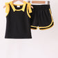 Black bow active shorts set