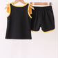 Black bow active shorts set