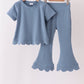 Teal scalloped active pants set