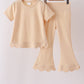 Khaki scalloped active pants set