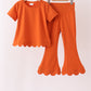 Orange scalloped active pants set