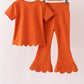 Orange scalloped active pants set