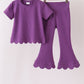 Purple sclloped active pants set