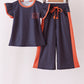 Navy Auburn dot pants set