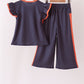 Navy Auburn dot pants set