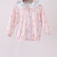 Pink pumpkin print ruffle coat