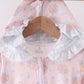Pink pumpkin print ruffle coat
