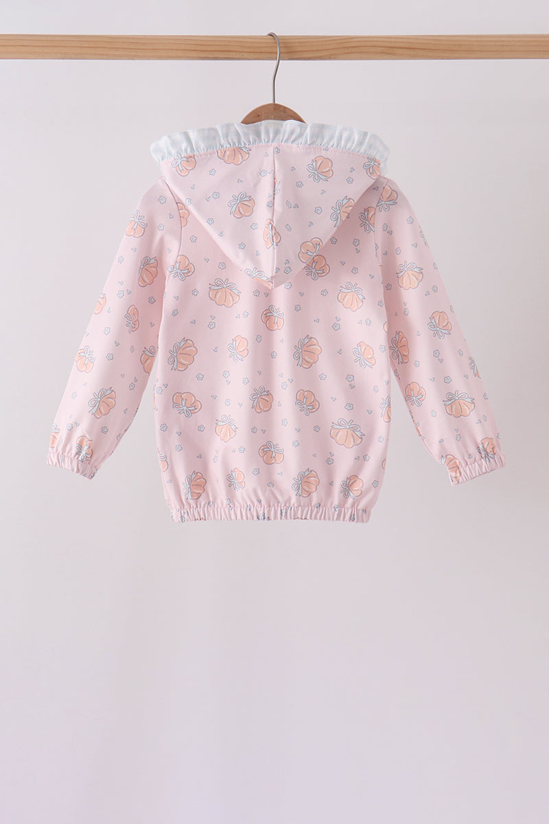Pink pumpkin print ruffle coat