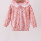 Pink pumpkin floral print ruffle coat